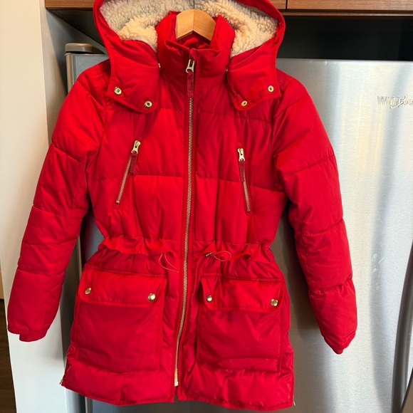 J. Crew Petite Chateau Puffer with Primaloft®. Size XXS, Red with gold hardware - Picture 3 of 16